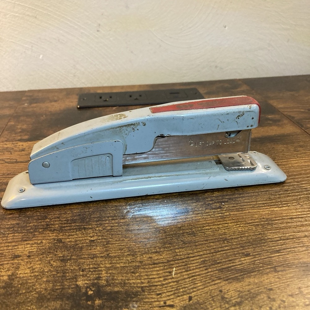 Vintage Swingline‎ 400 Blue Gray Metal Stapler Mid Century Atomic Office Decor